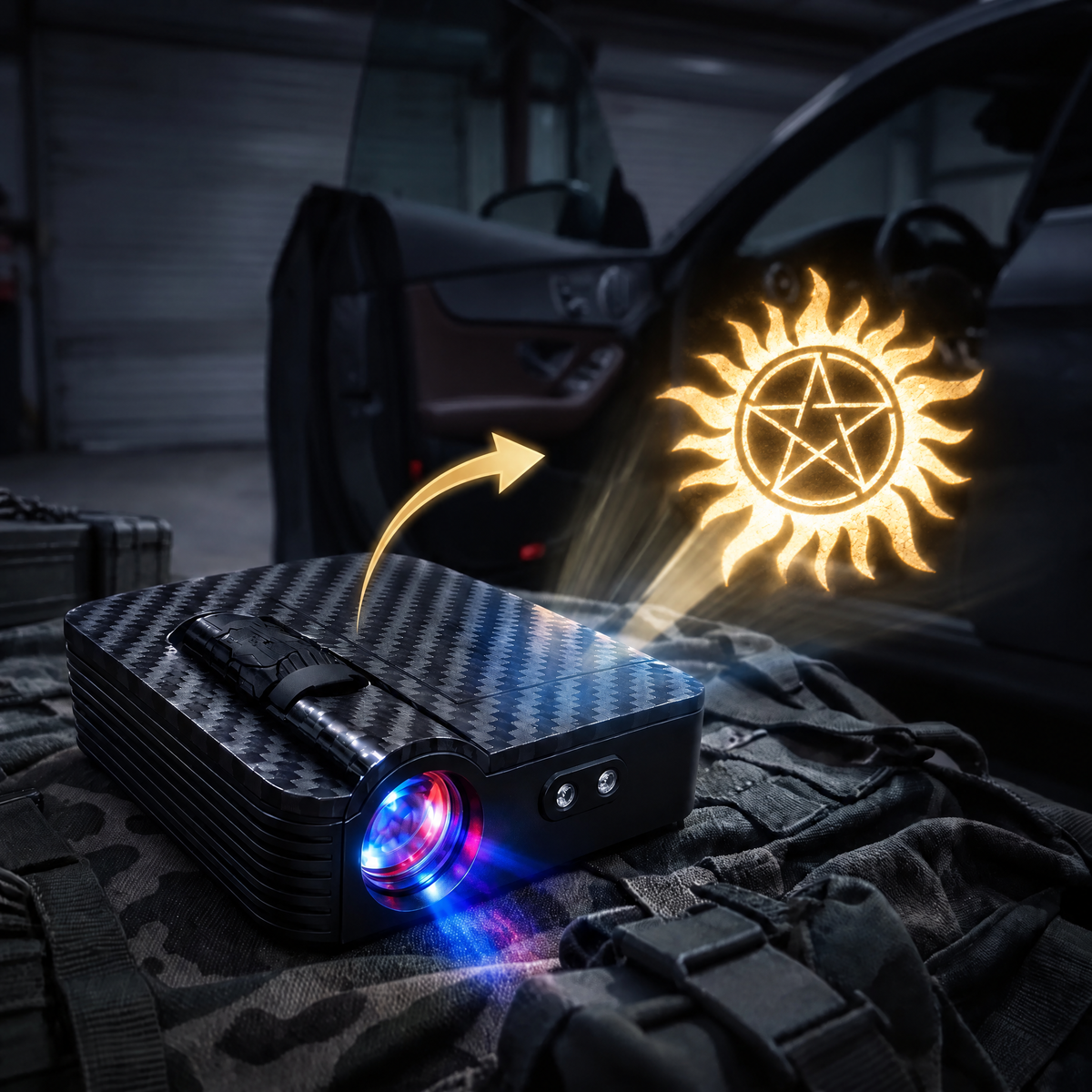 SPN Light car door projector - Supernatural yellow