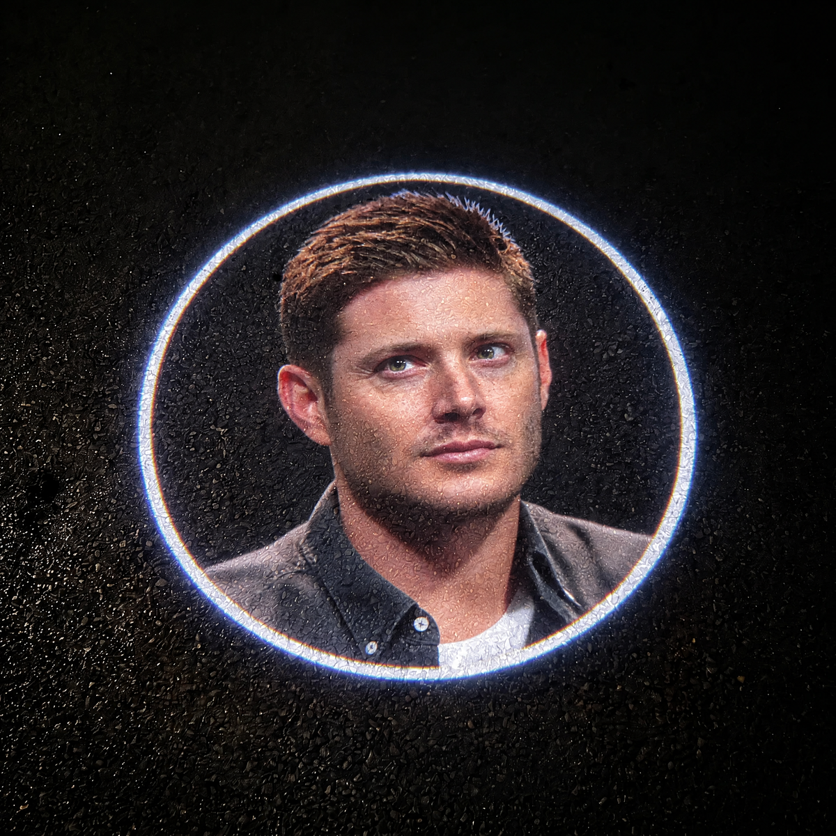 Dean Winchester projected on asphalt